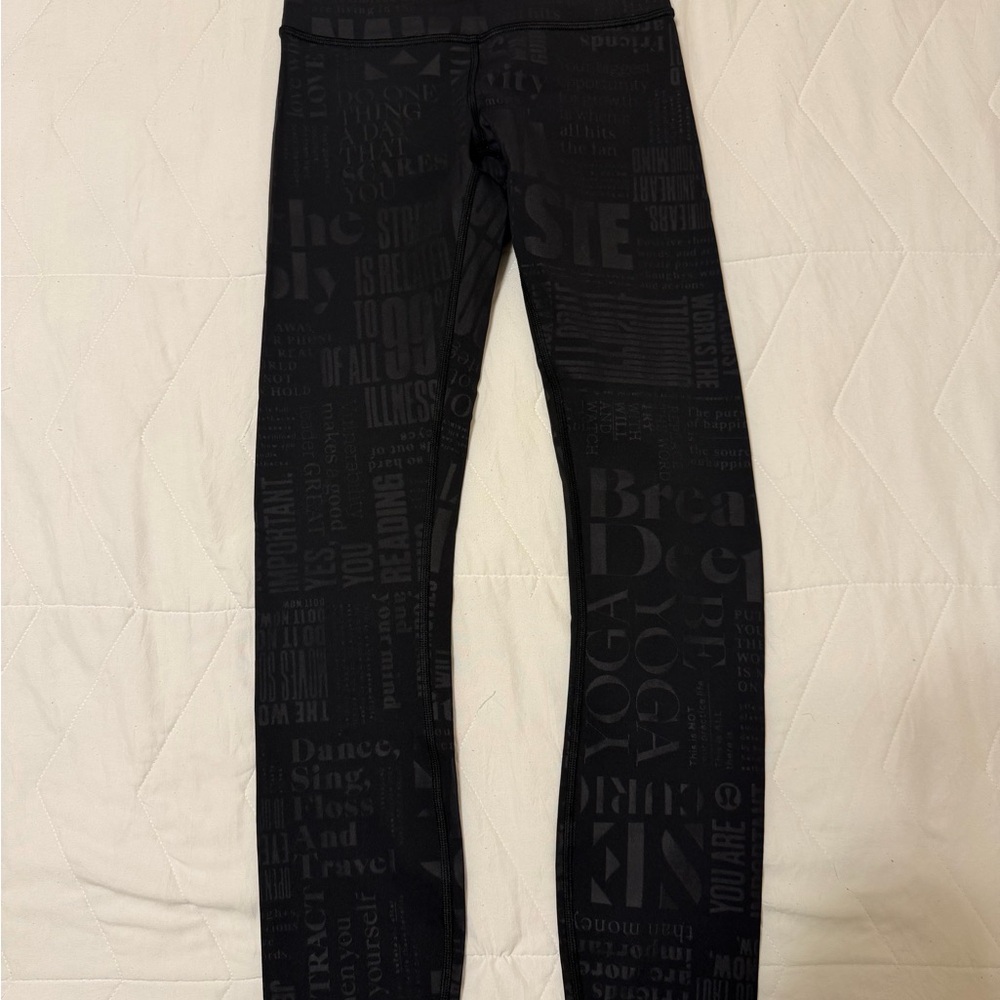 lululemon athletica Black Printed Wunder Under Leggings